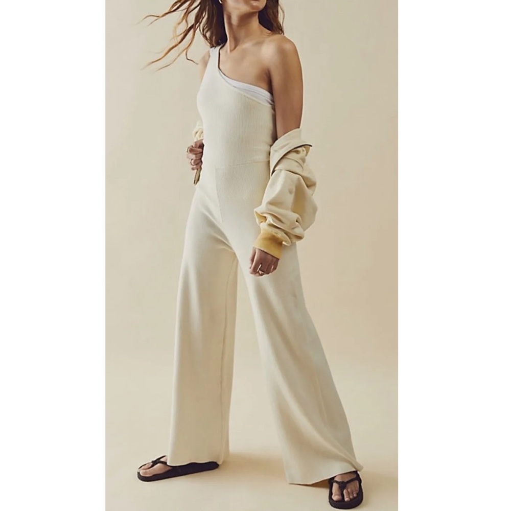 FREE PEOPLE | FP BEACH IVORY WAVERLY SWEATER JUMPSUIT | LG